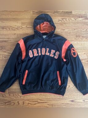 Baltimore Orioles Men’s XL Black/ Orange Hoodie Windbreaker Jacket VTG PERFECT